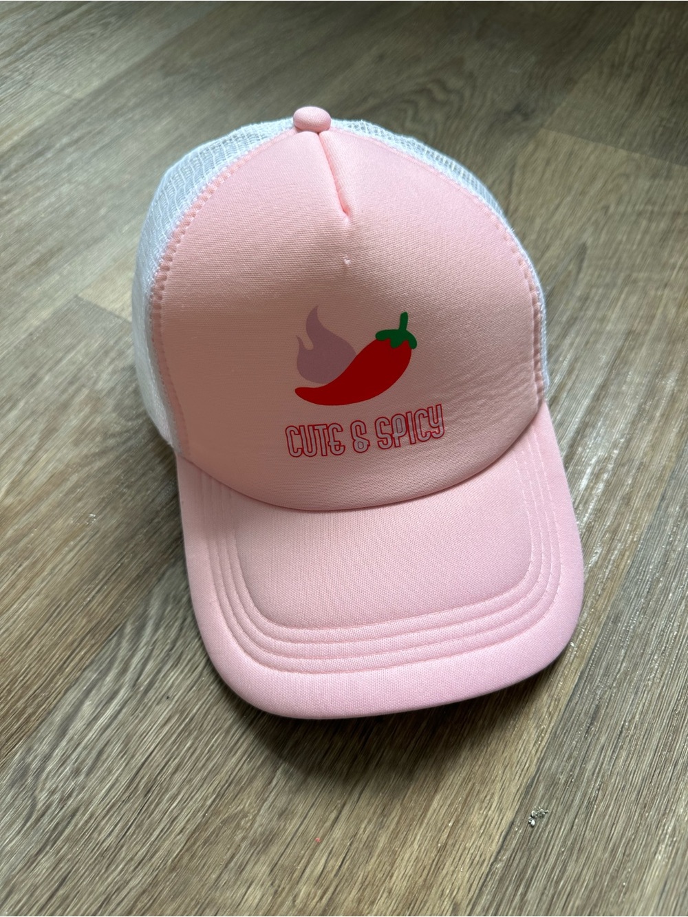 Francesca’s Cute and Spicy Pink Trucker Hat Chili Pepper Graphic‎ Mesh Cap